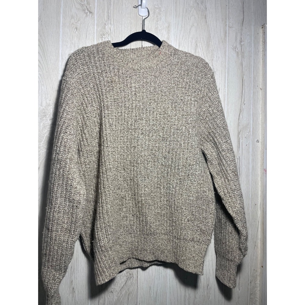 Vintage Woolrich Men's large Wool Blend Crewneck Sweater Tan Chunky Knit England
